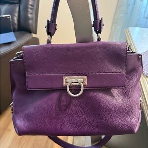 Salvatore Ferragamo Rich Purple Leather Satchel